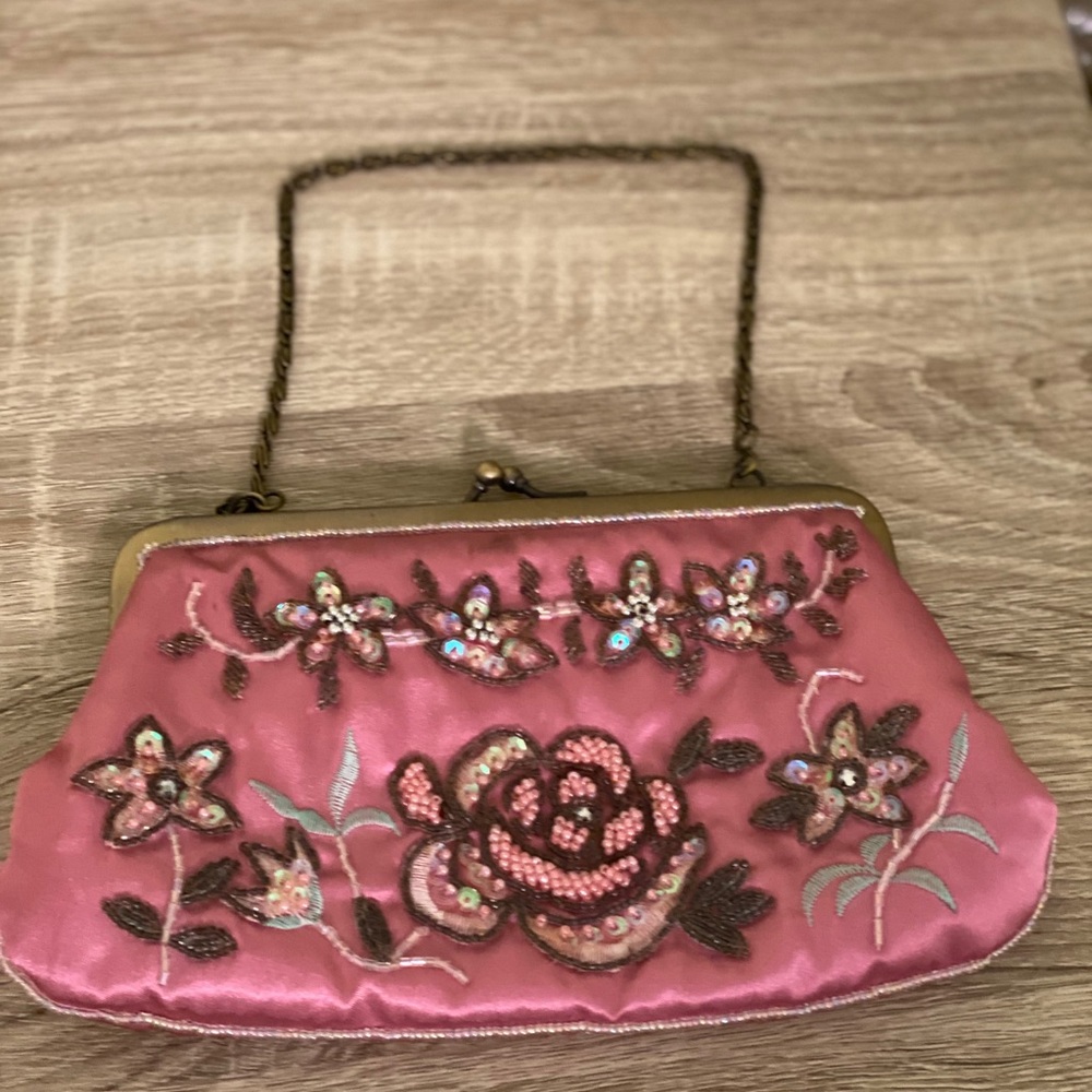 Pink flowery purse